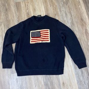 Ralph Lauren Polo Jeans Co. American Flag Knit sweater Navy Blue Large